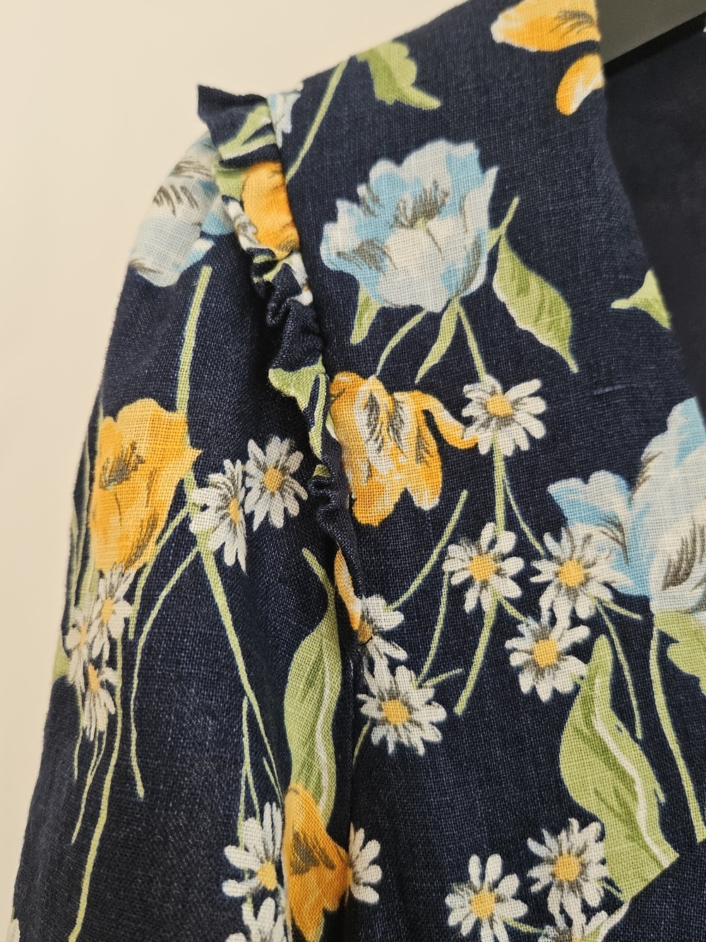 Draper James Floral Linen Square Neck Dress with Pockets Size 6 - Picture 4 of 16